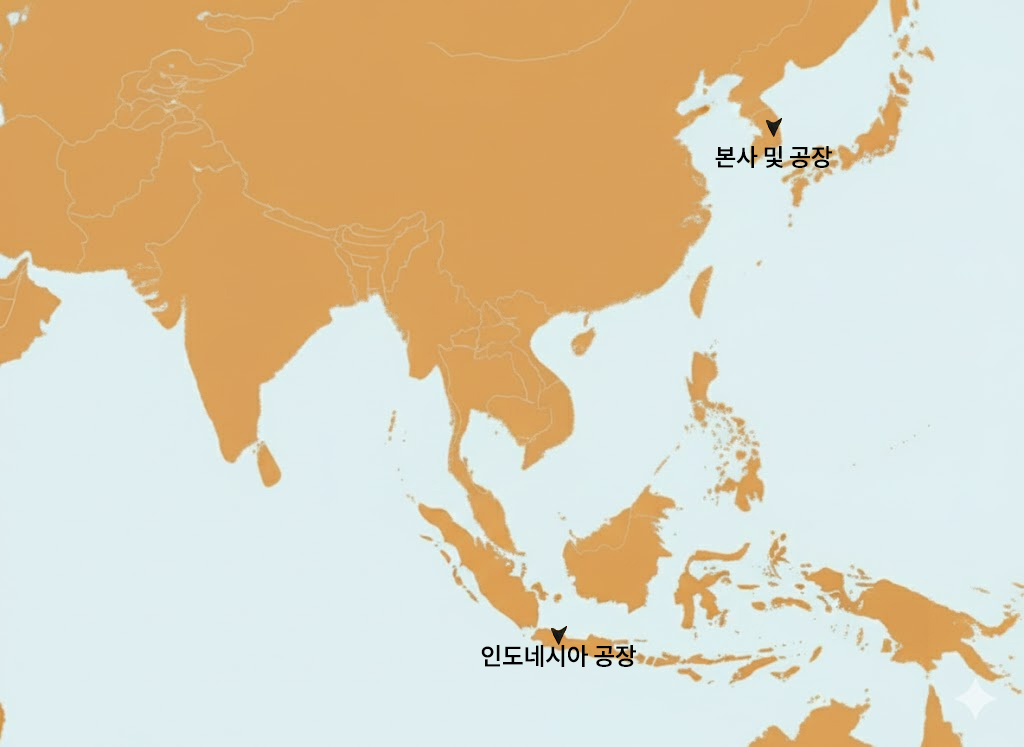 폴리머테크 한국 본사 및 인도네시아 공장 위치